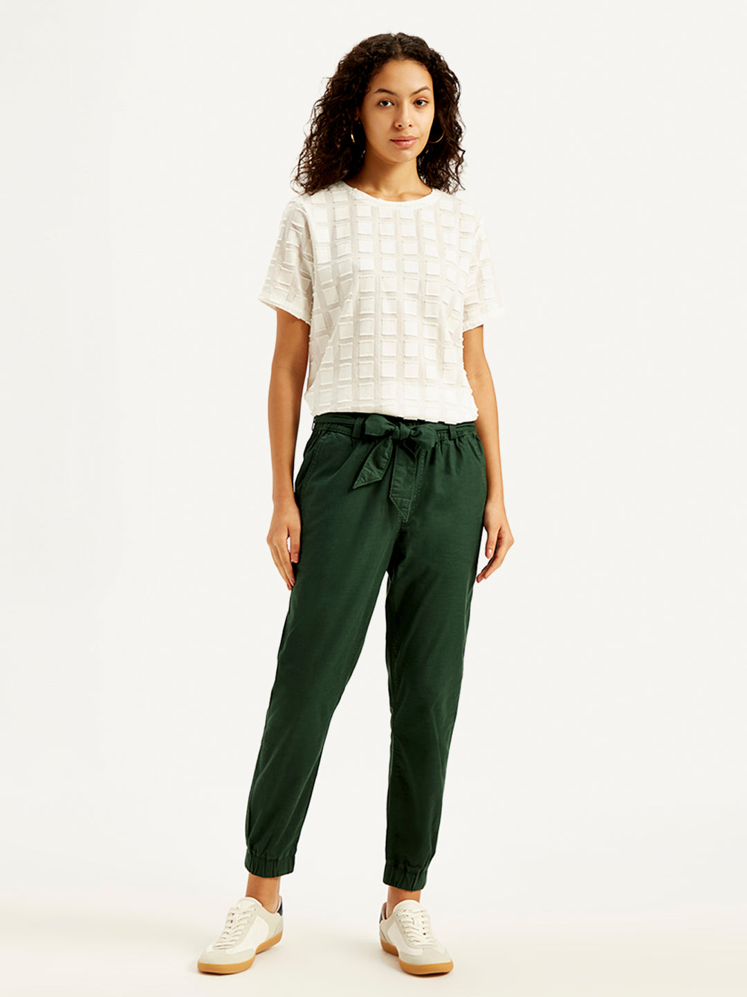 Women's High Rise Green Regular Fit Joggers