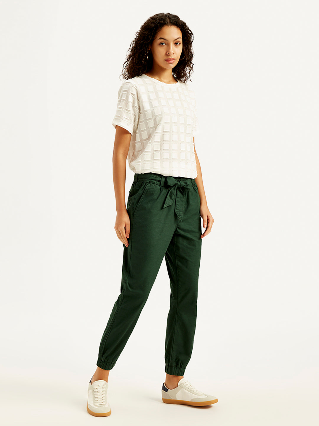 Women's High Rise Green Regular Fit Joggers