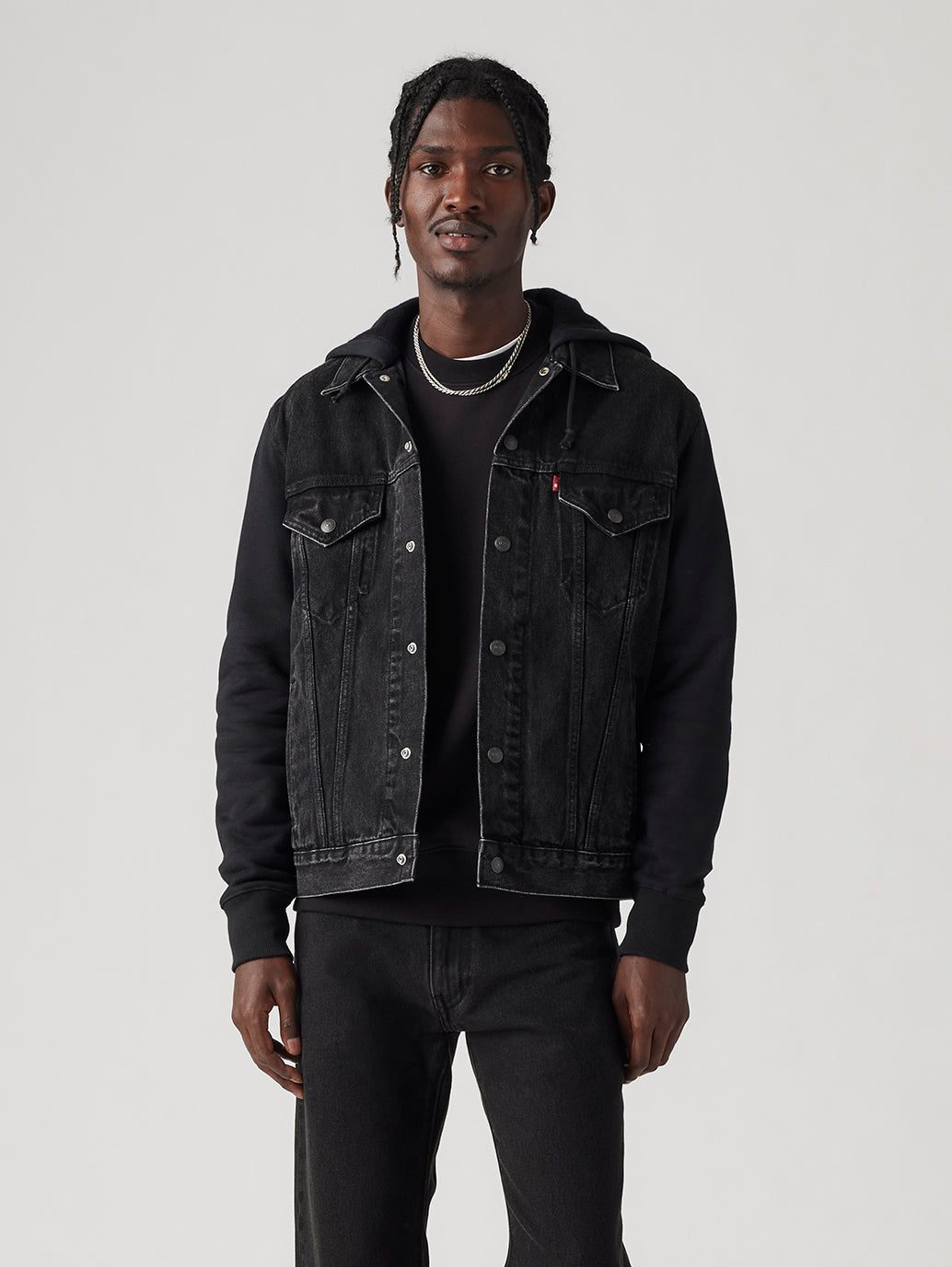 Men's Hybrid Hoodie V Denim Trucker Jacket