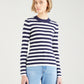 Women's Striped Navy Blue Crew Neck Sweater - 37c4191d-583a-4abd-9023-f6fd40e00b22 View