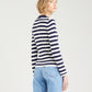 Women's Striped Navy Blue Crew Neck Sweater - c536fd73-5028-42bd-8ec5-f5e82f91008f View