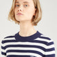 Women's Striped Navy Blue Crew Neck Sweater - 41d9b205-7c0c-45b3-8681-3ddf8d0e65f2 View