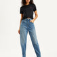 Women's Blue Loose Tapered Fit High Rise Jeans - fe1d77bb-d8c6-4731-8492-87535e89aa8c View