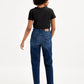 Women's High Rise Loose Taper Fit Blue Jeans