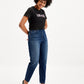 Women's High Rise Loose Taper Fit Blue Jeans