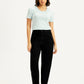 Women's Black Loose Tapered Fit High Rise Jeans - Front View