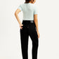 Women's Black Loose Tapered Fit High Rise Jeans - Back View