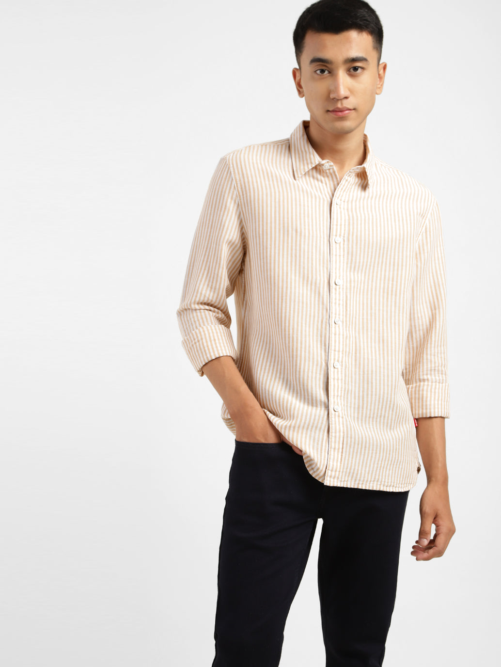 Men's Striped Slim Fit Linen Shirt