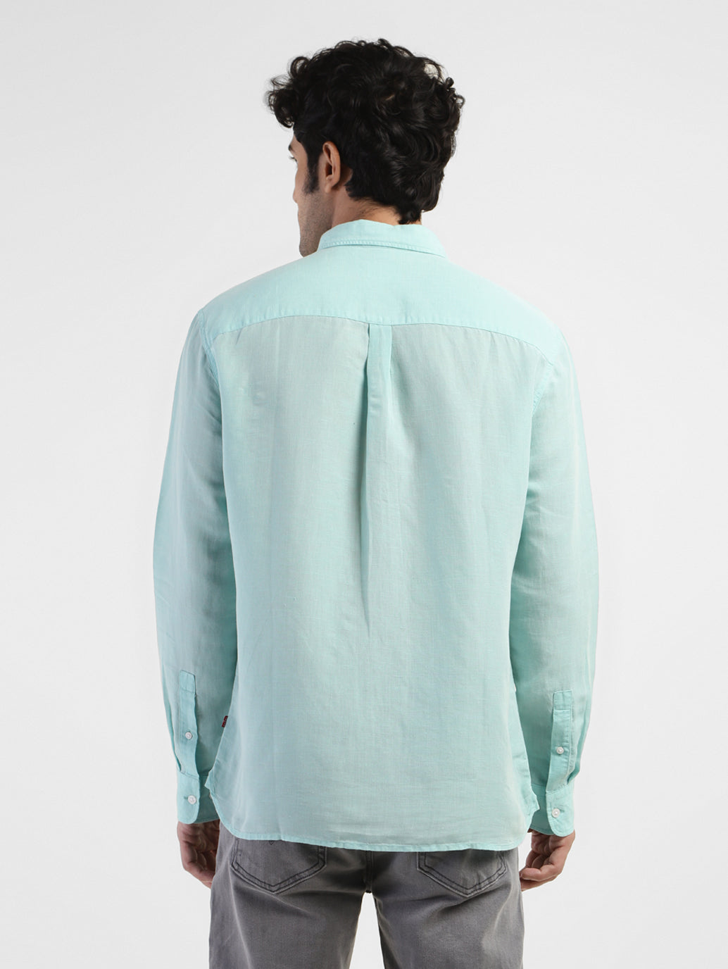 Men's Solid Spread Collar Linen Shirt