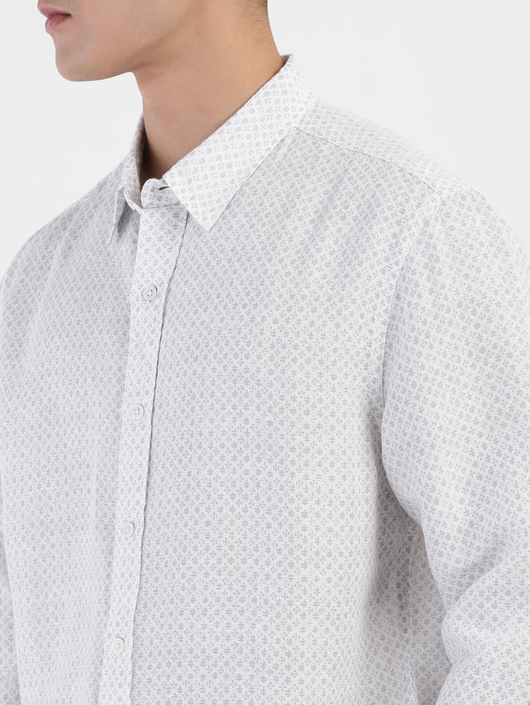 Men's Printed Spread Collar Linen Shirt