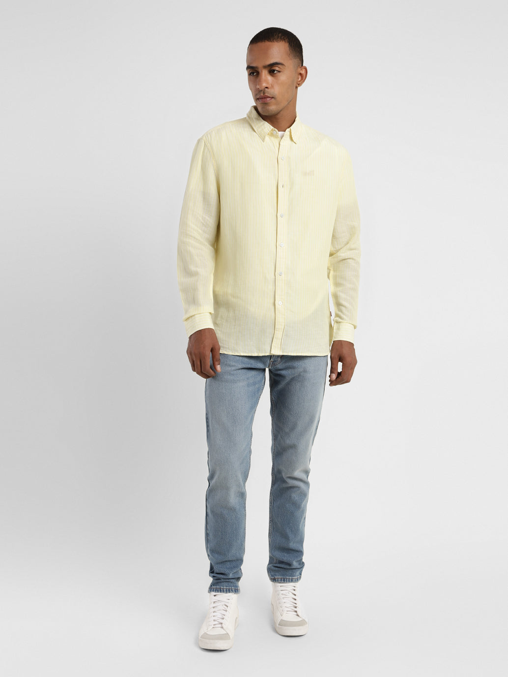 Men's Solid Spread Collar Linen Shirt