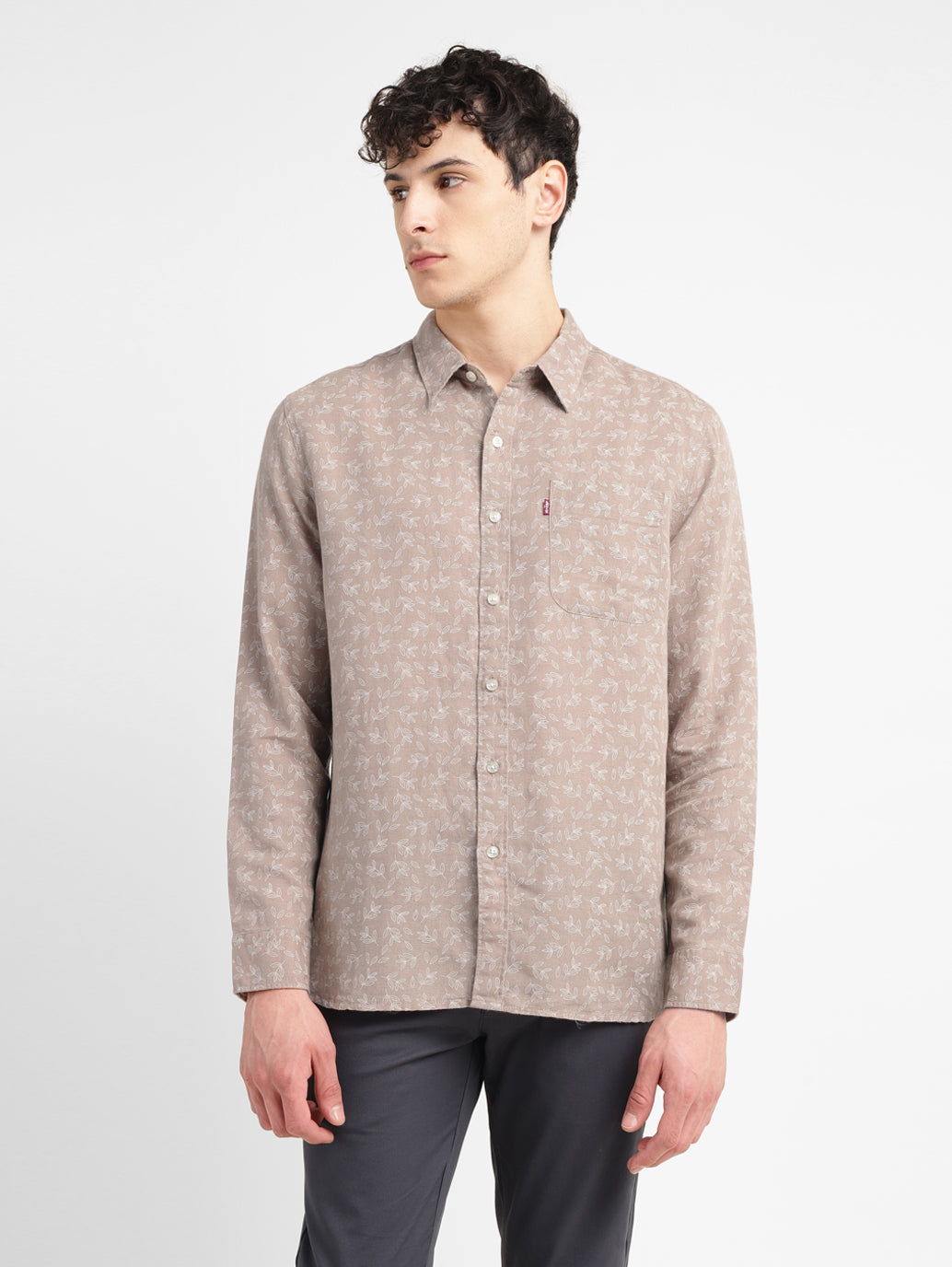 Men's Printed Spread Collar Shirt