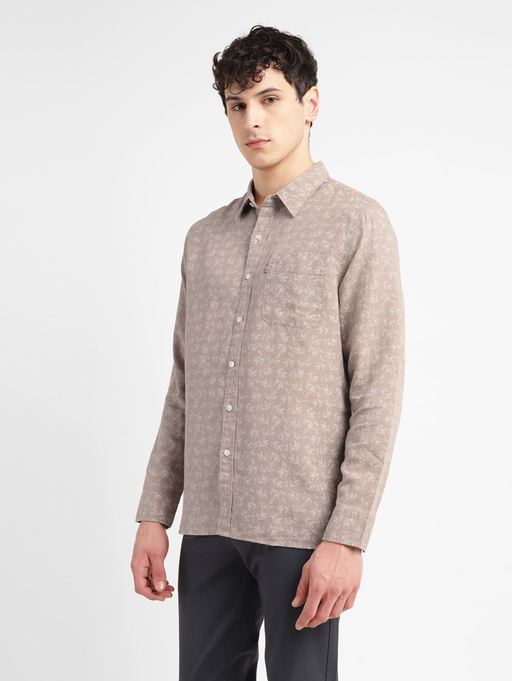 Men's Printed Spread Collar Shirt