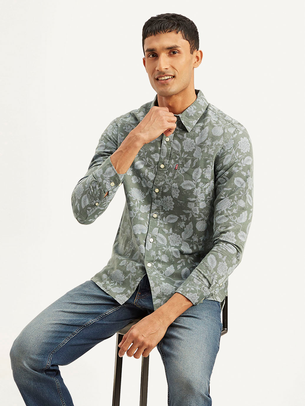Men's Floral Print Slim Fit Shirt