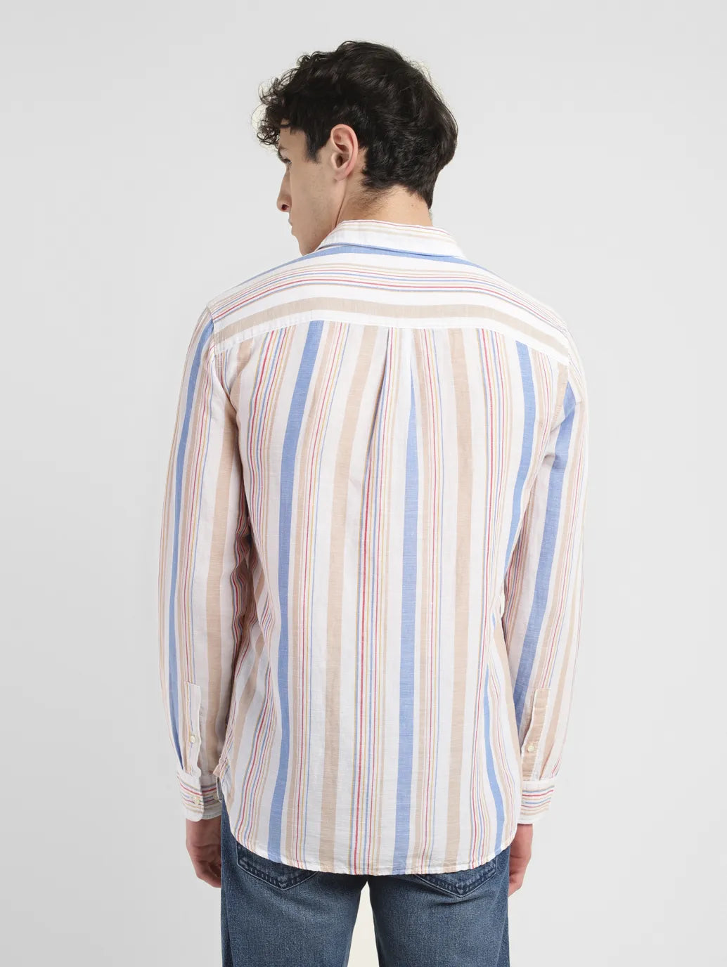 Men's Striped Slim Fit Linen Shirt