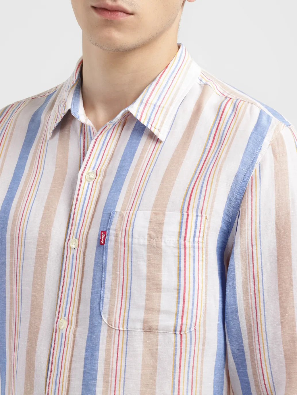 Men's Striped Slim Fit Linen Shirt