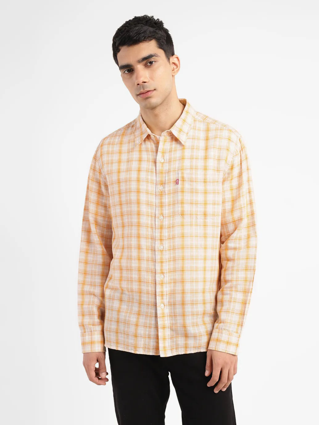 Men's Checkered Slim Fit Linen Shirt