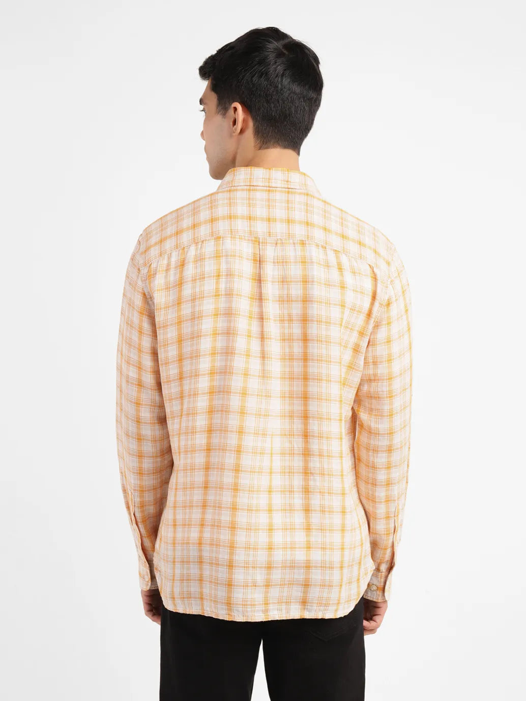 Men's Checkered Slim Fit Linen Shirt