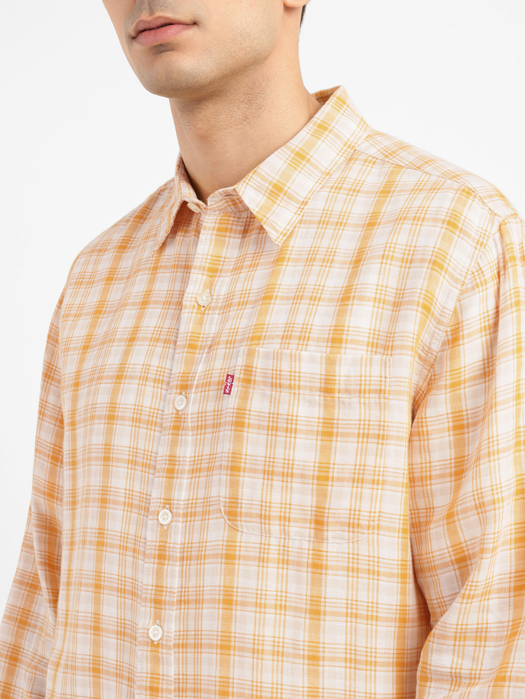 Men's Checkered Slim Fit Linen Shirt