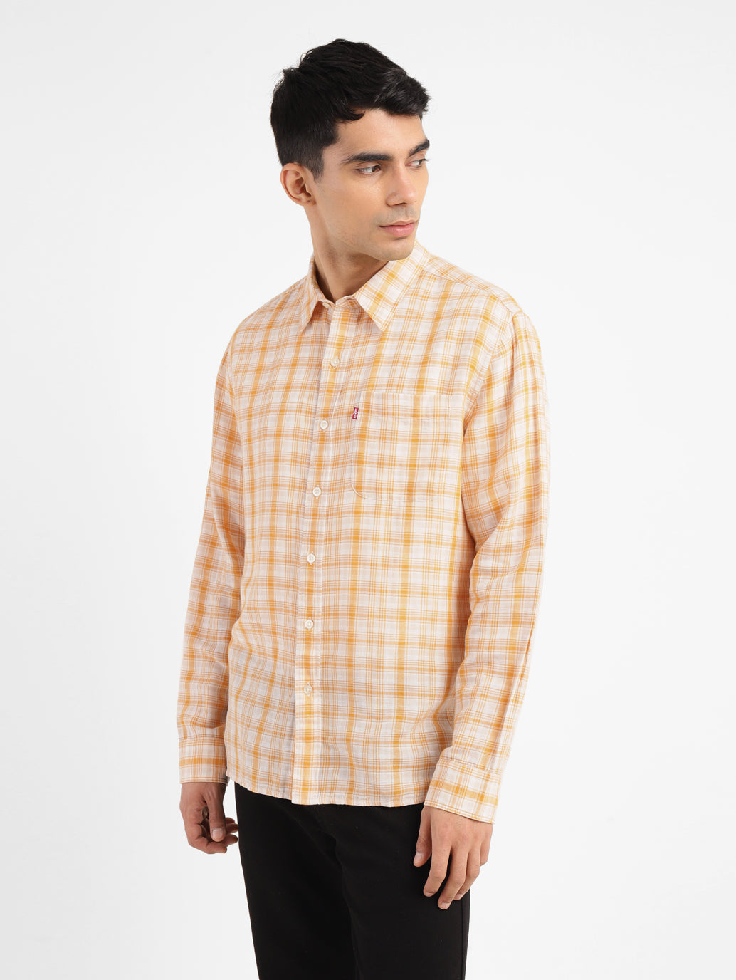 Men's Checkered Slim Fit Linen Shirt