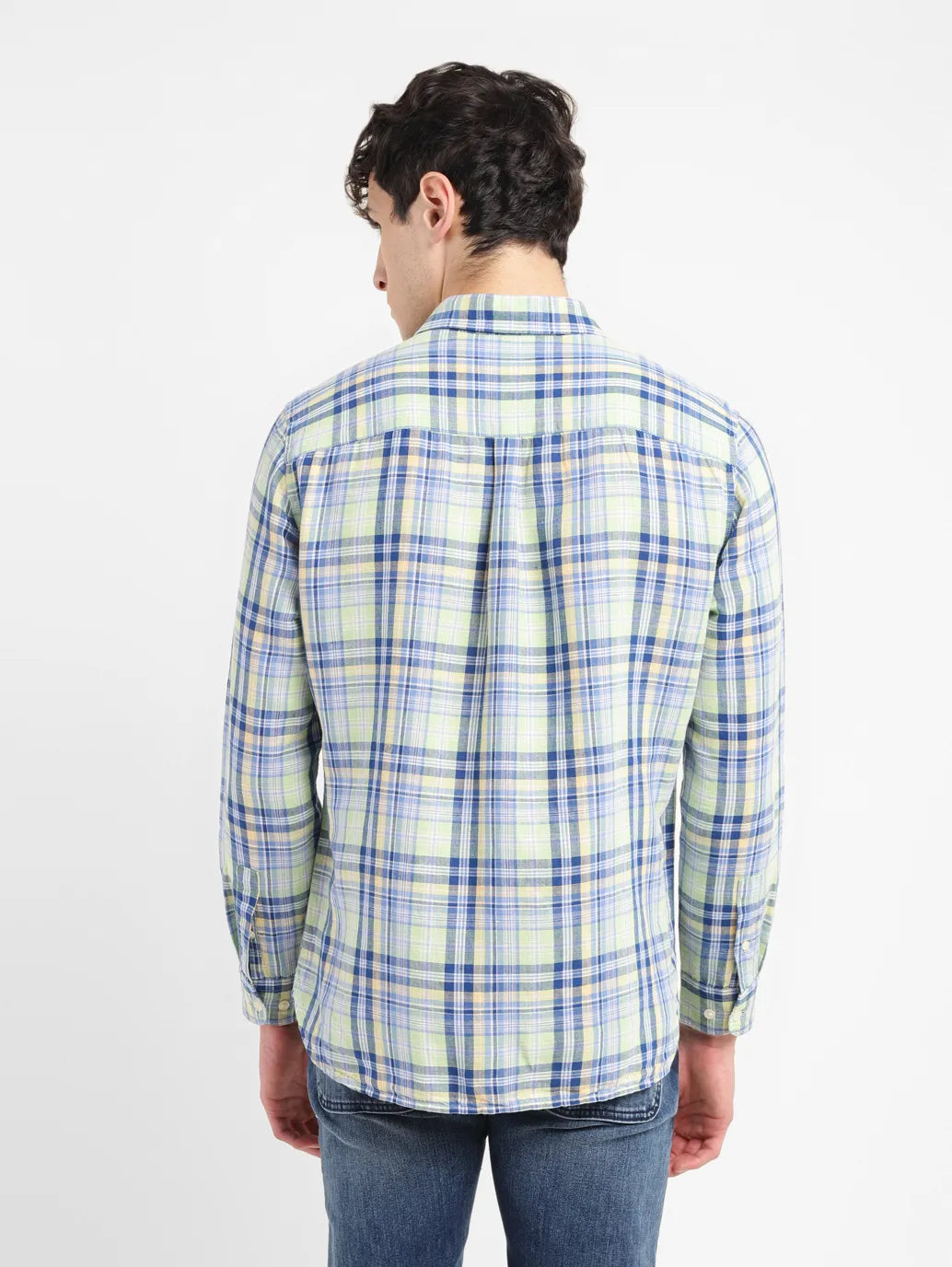 Men's Checkered Slim Fit Linen Shirt