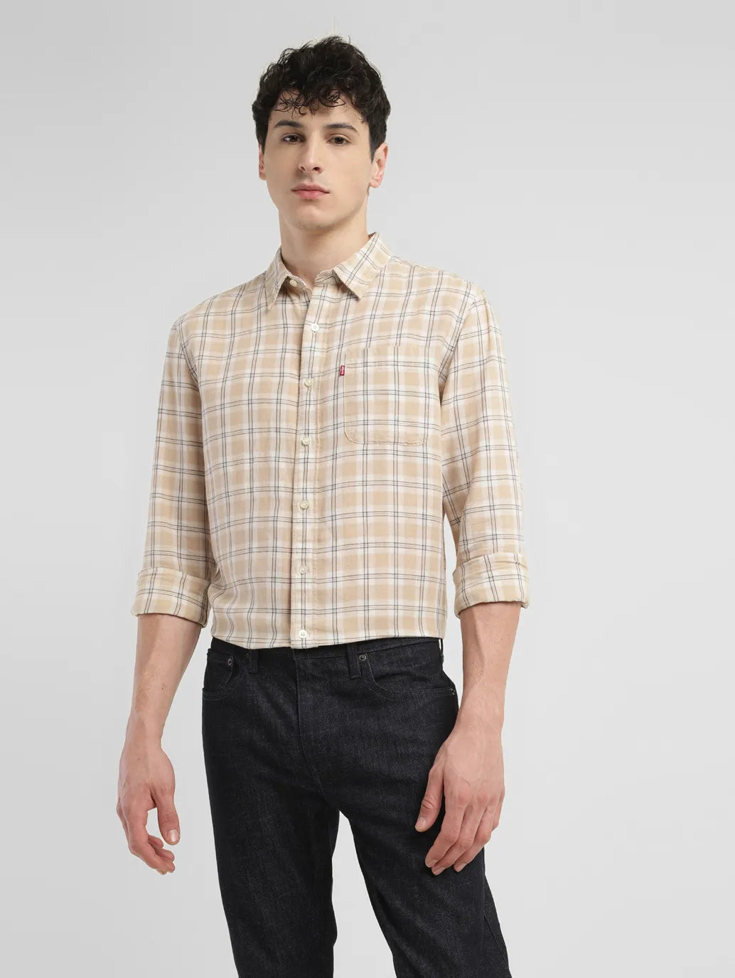 Men's Checkered Slim Fit Linen Shirt