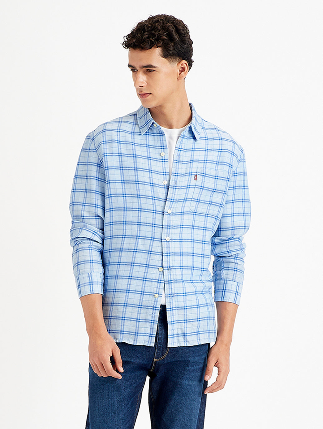 Men's Checkered Spread Collar Shirt