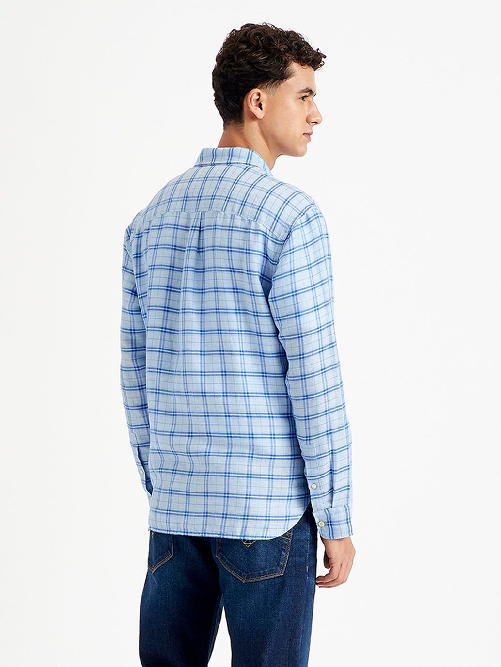 Men's Checkered Spread Collar Shirt