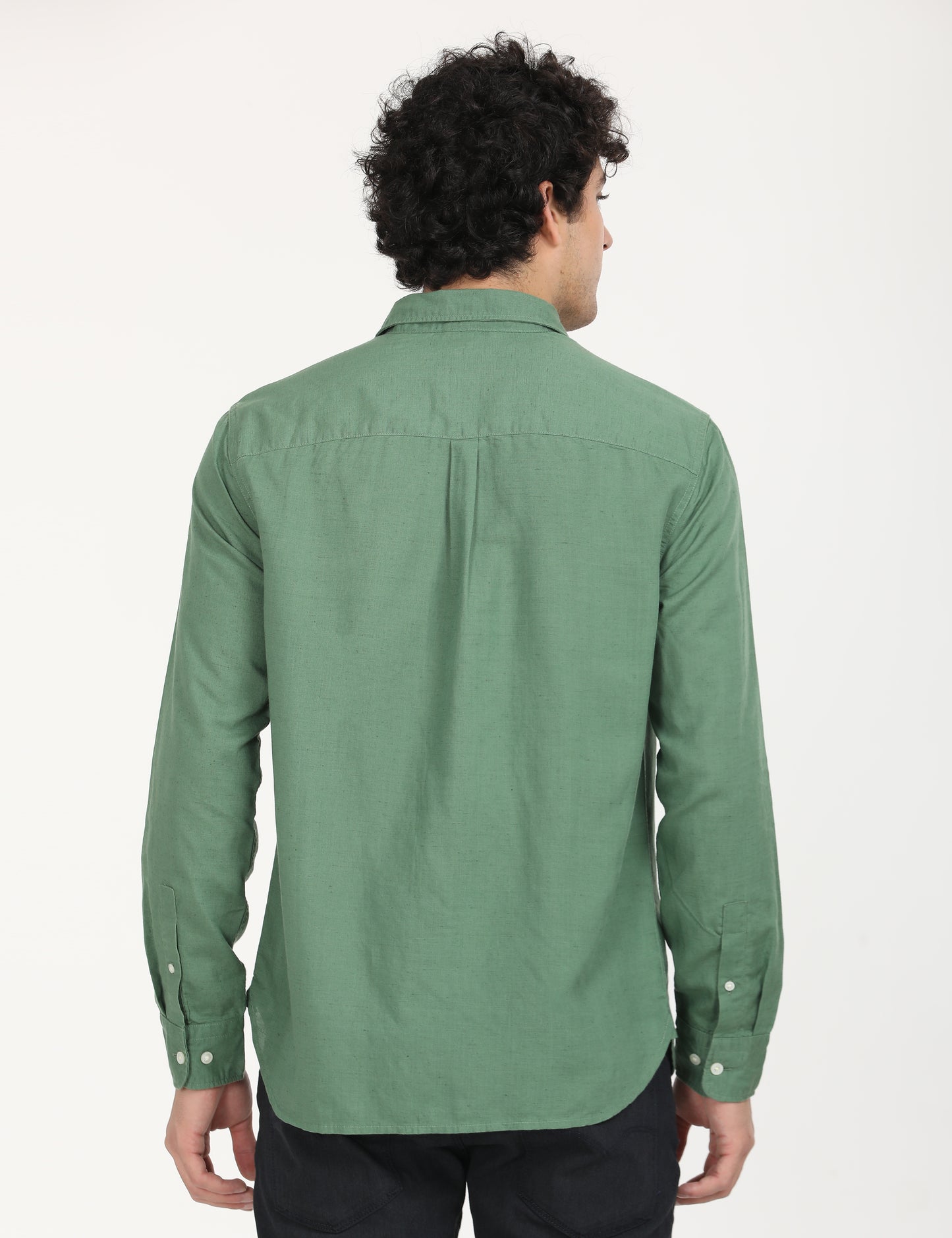 Men's Solid Slim Fit Shirt - Back View