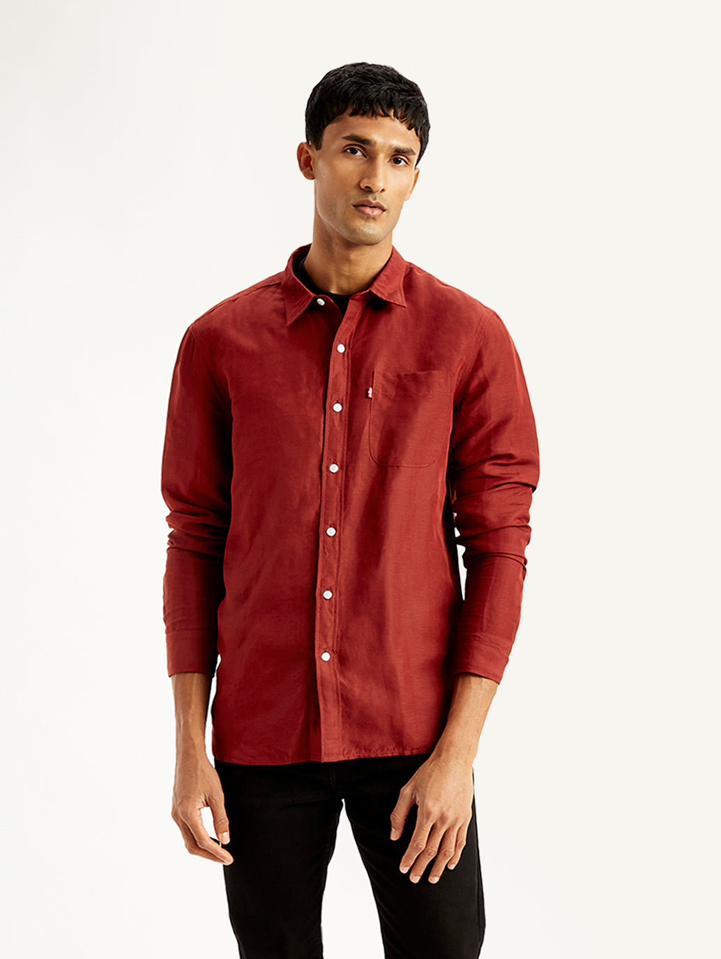 Men's Solid Regular Fit Shirt - Front View