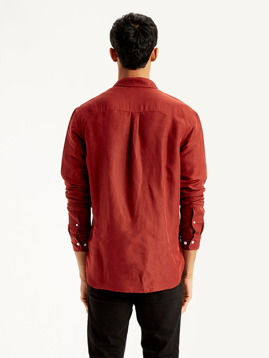 Men's Solid Regular Fit Shirt - Back View