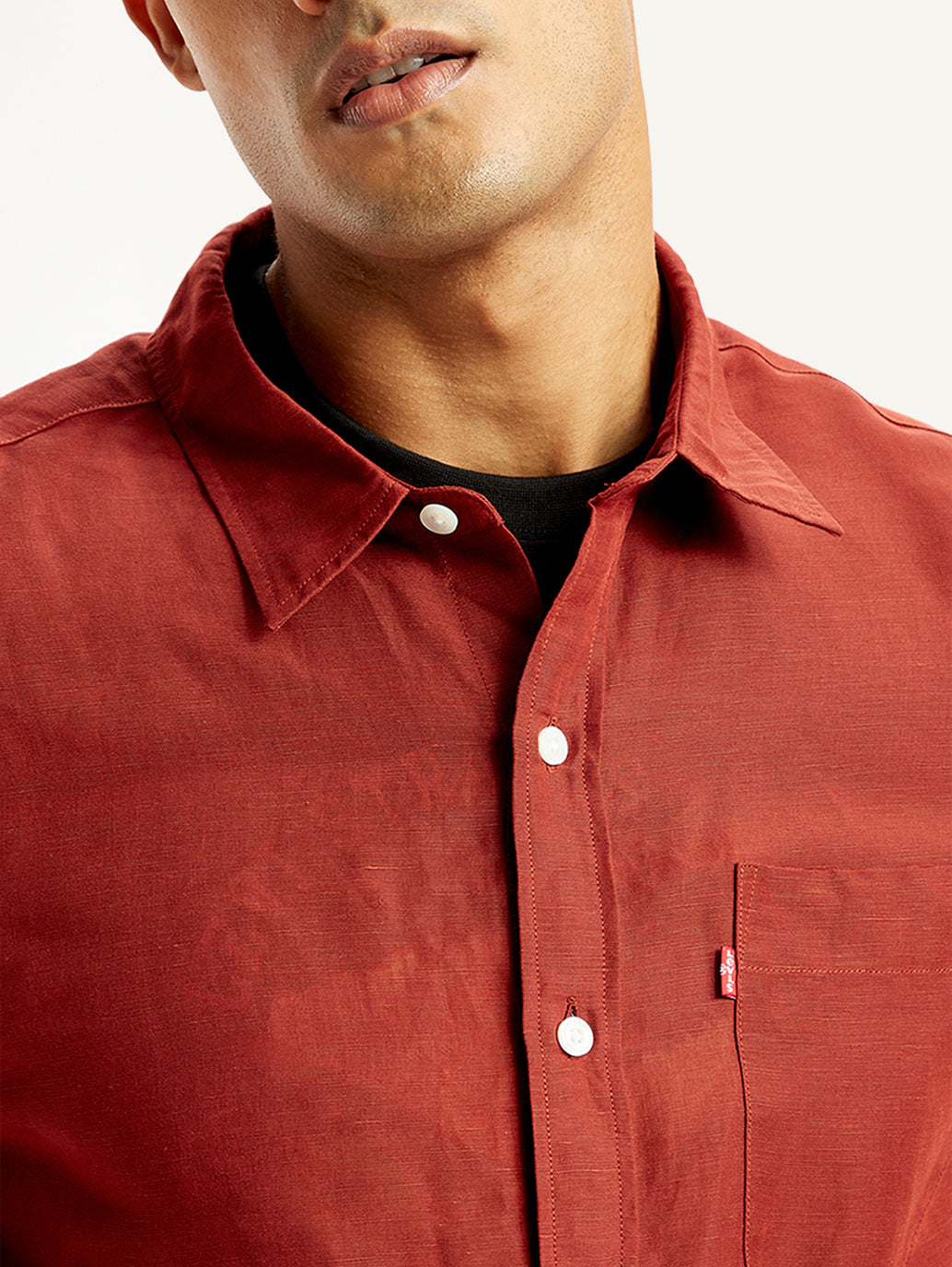 Men's Solid Regular Fit Shirt - Detail View