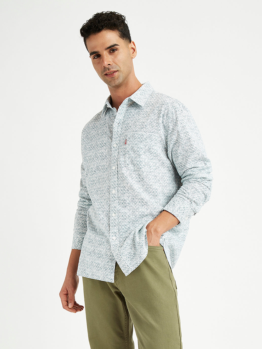 Men's Geometric Print Slim Fit Shirt