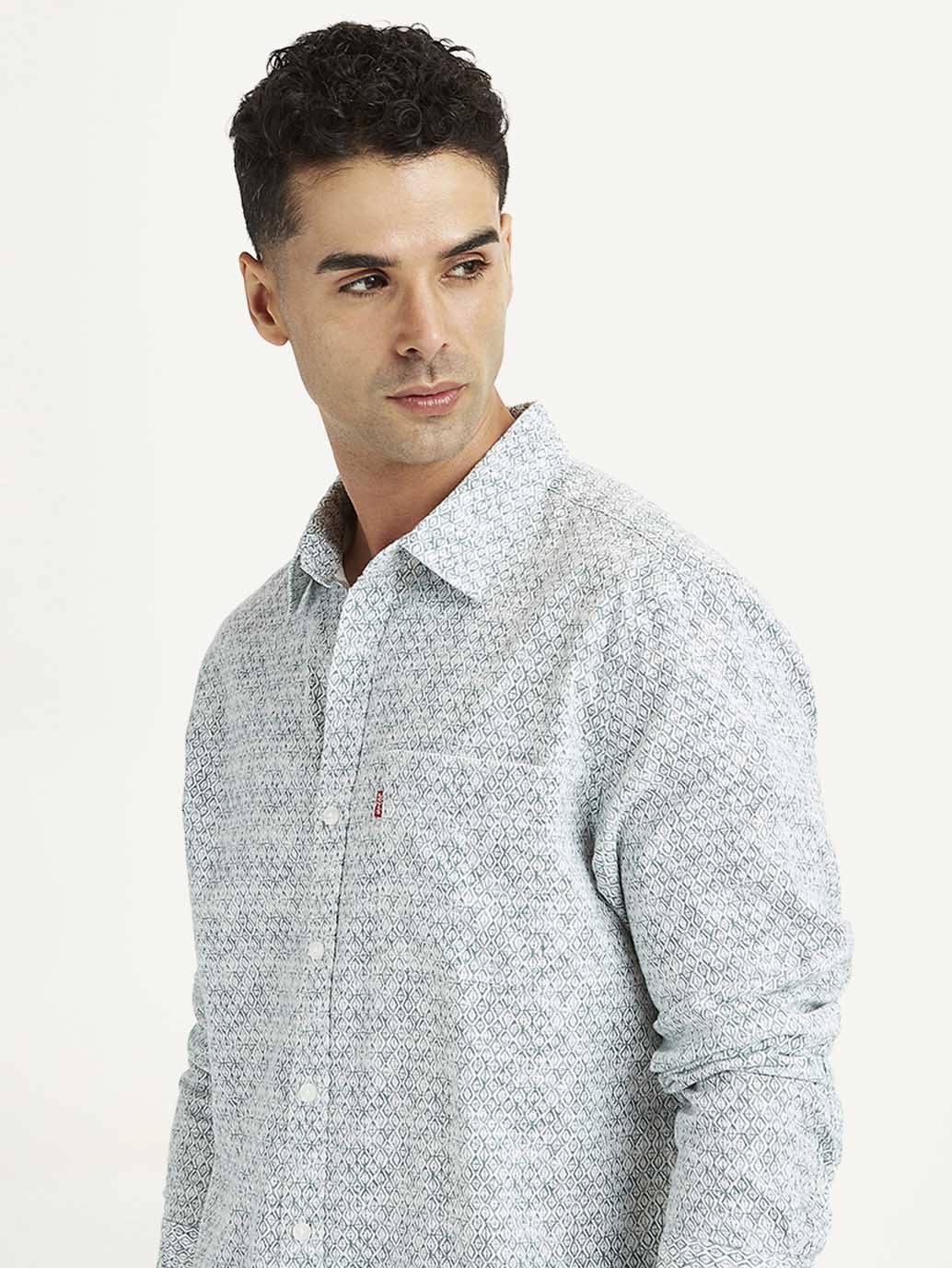 Men's Geometric Print Slim Fit Shirt