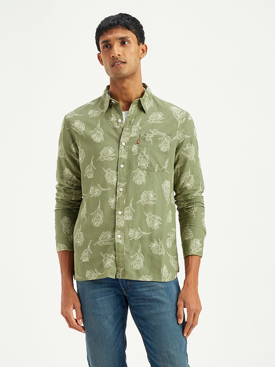 Men's Floral Print Slim Fit Shirt