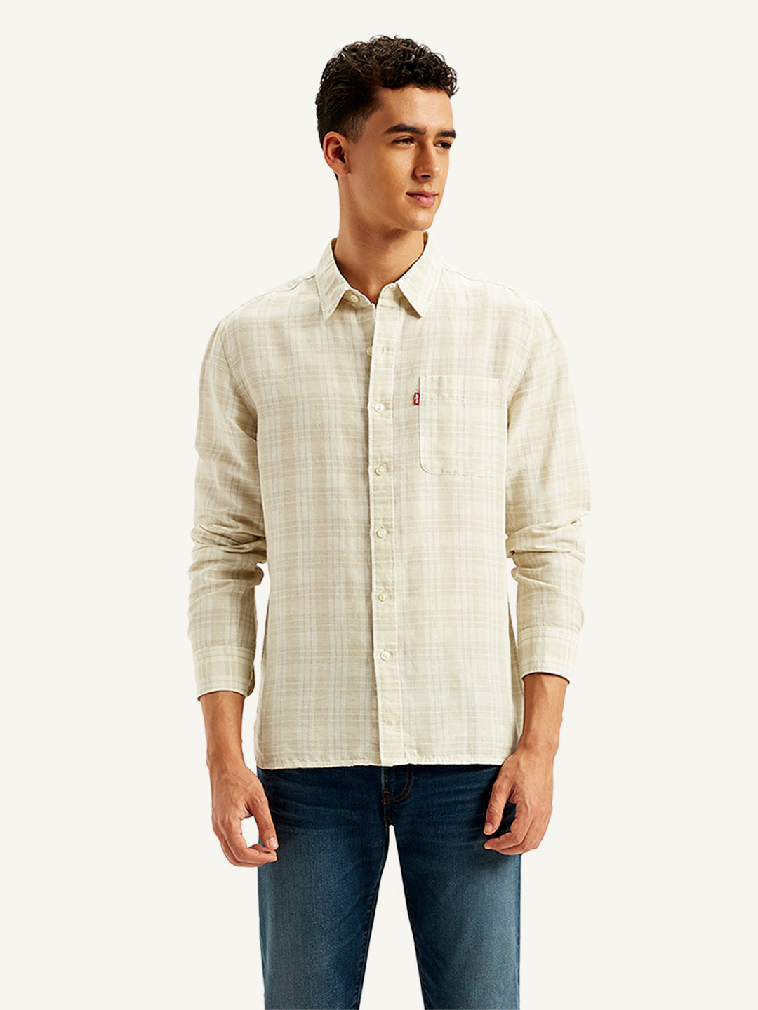 Men's Checkered Spread Collar Shirt