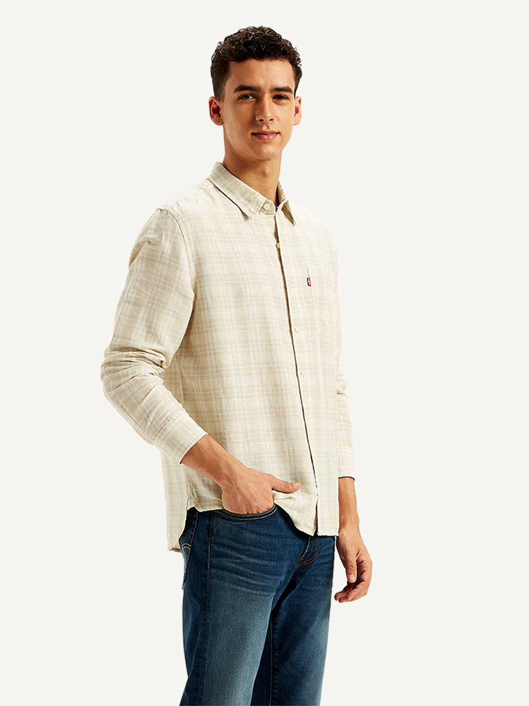 Men's Checkered Spread Collar Shirt