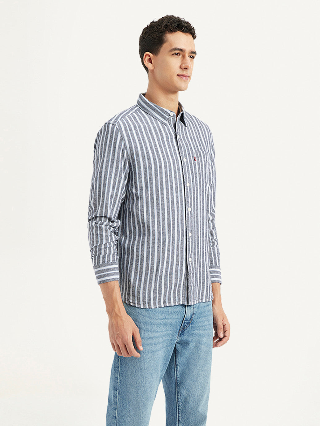 Men's Striped Slim Fit Linen Shirt - a26665d5-f1e6-4b26-a5ba-000677ae6c7c View