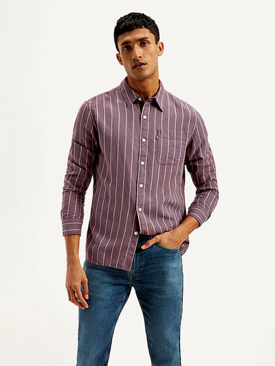 Men's Striped Slim Fit Linen Shirt