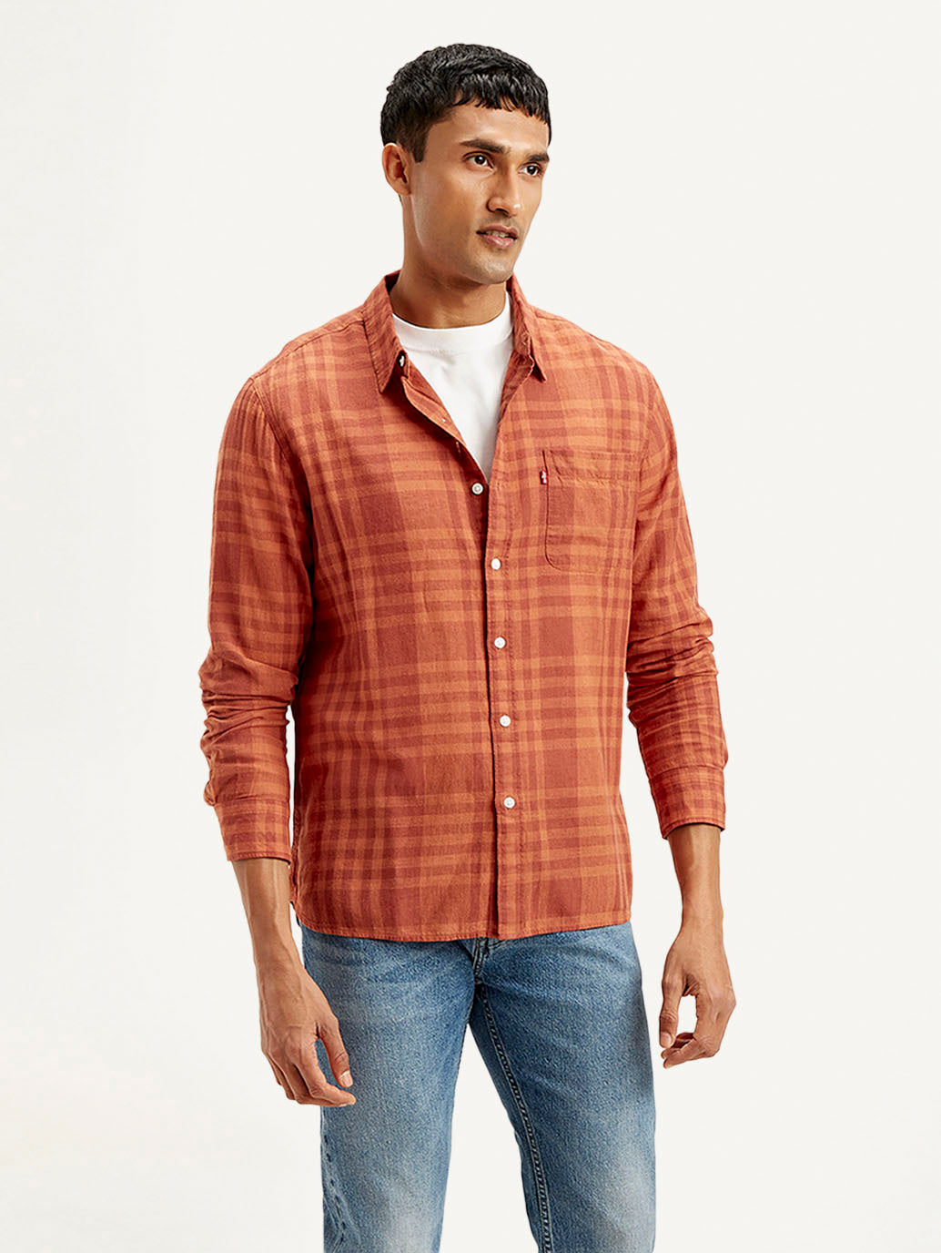 Men's Checkered Slim Fit Linen Shirt