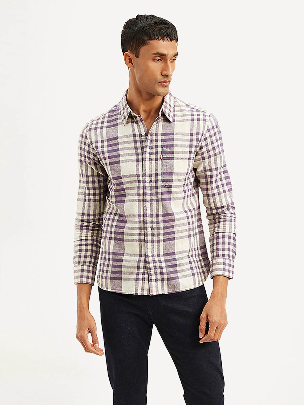 Men's Checkered Slim Fit Linen Shirt