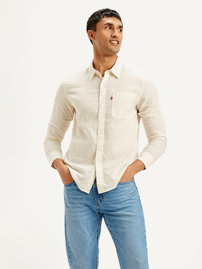 Men's Solid Slim Fit Linen Shirt