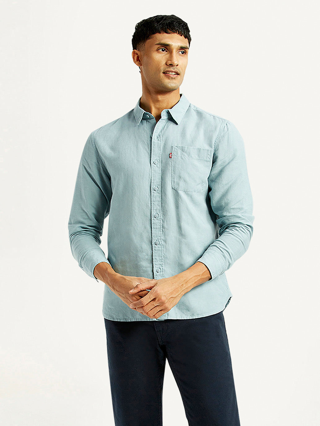 Men's Solid Slim Fit Linen Shirt - Styleshot View