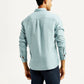 Men's Solid Slim Fit Linen Shirt - Back View