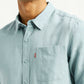 Men's Solid Slim Fit Linen Shirt - Detail View
