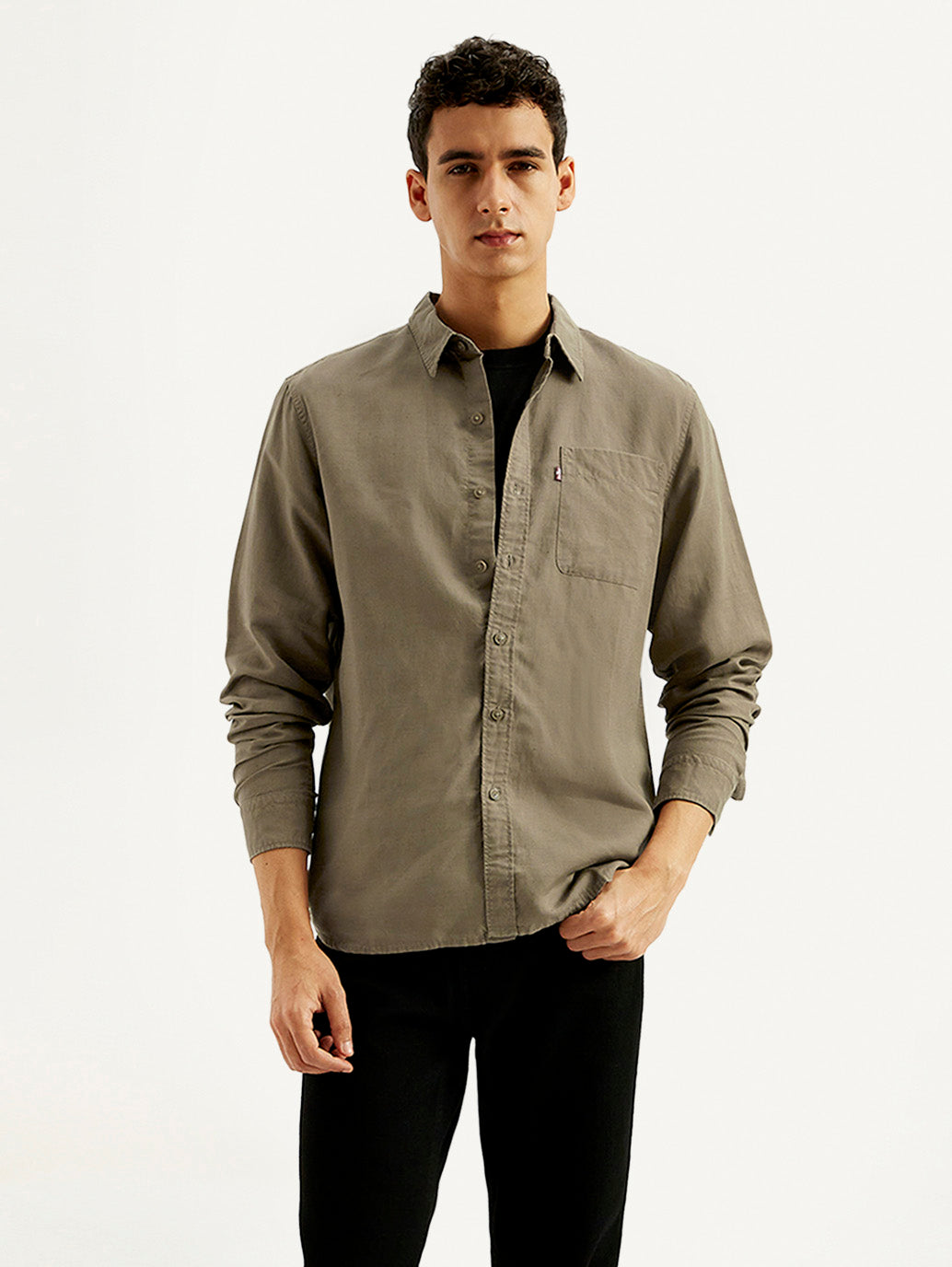 Men's Solid Slim Fit Linen Shirt - Styleshot View