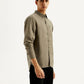 Men's Solid Slim Fit Linen Shirt - Side View