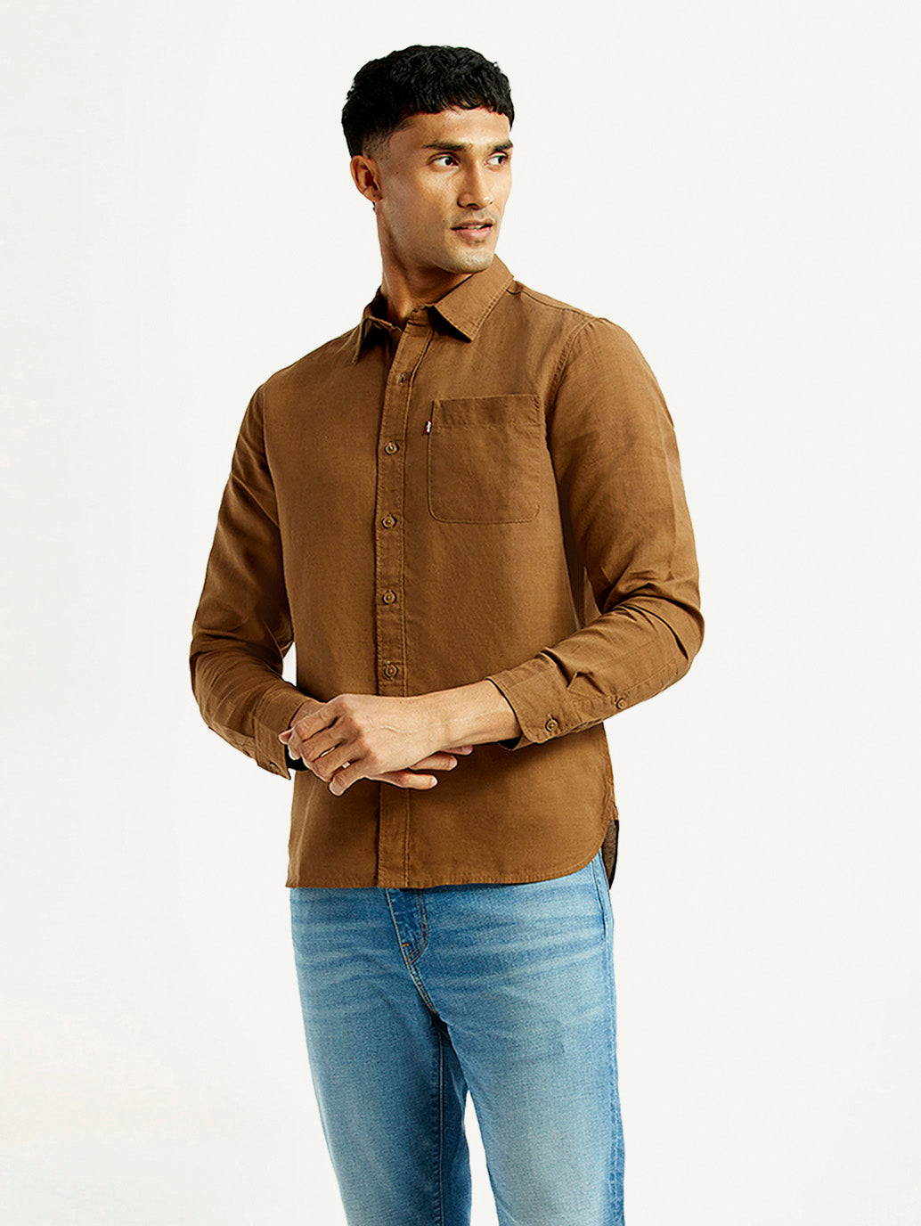 Men's Solid Slim Fit Linen Shirt - Styleshot View