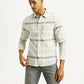 Men's Plaid Slim Fit Linen Shirt - Front View