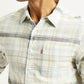 Men's Plaid Slim Fit Linen Shirt - Detail View